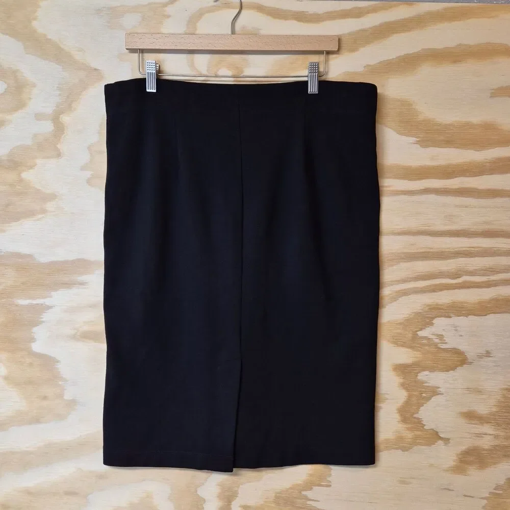 Eileen Fisher Womens M Black Stretch Pencil Skirt Pull On Viscose Nylon